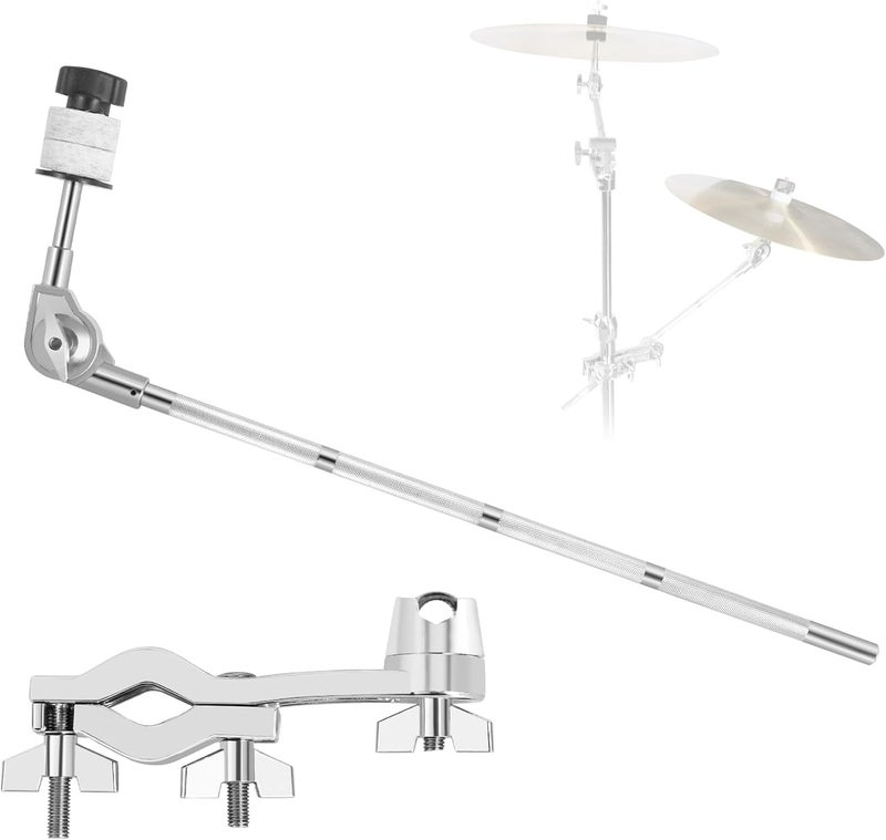 RANMING Drum Set Mounting Clamp Cymbal Stand Extension Arm L-Shaped Cymbal Clamp for 8-12 Inch Splash Cymbals, Adjustable Cymbal Arm for 15-33mm Cymbal Stands,Long Boom Cymbal Arm for Drummer Beginner - Image 1